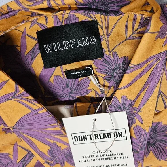 Wildfang The Essential Top Button Up Shirt Women Size 1X Flower Press Pecan - Picture 4 of 11